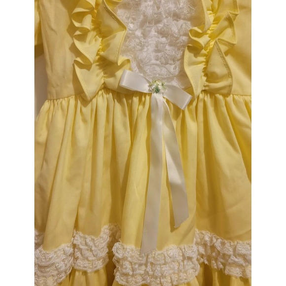 Vintage Mini World Yellow Tiered Lace Ruffle Party Dress 4T Pristine Condition! - Picture 3 of 11